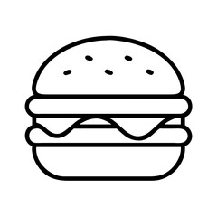 Burger vector illustration delicious food cheeseburger hamburger fast food restaurant meal outline icon 