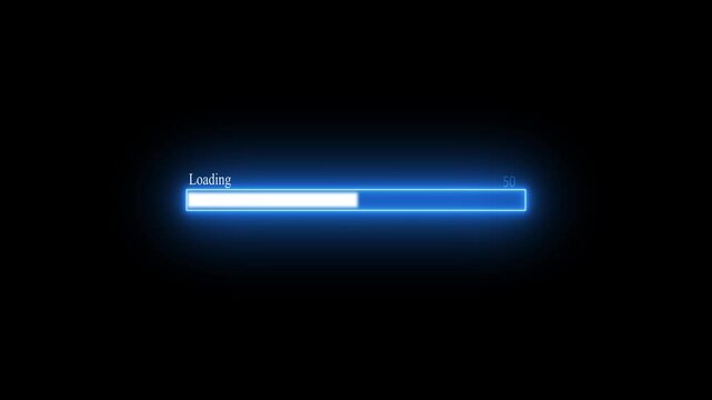 4K Video of Animation Science Futuristic Loading. Loading Transfer Download 0-100% in blue science effect. light blue loading bar on black screen. Technology concept .technology background 
