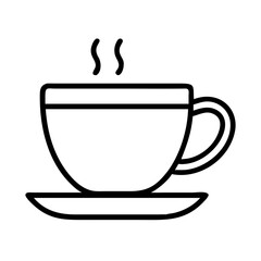 Outline style coffee cup vector graphic for cafe menu design and beverage related projects simple and clean