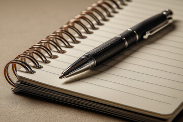 Notizblock mit Kugelschreiber im Sonnenlicht

