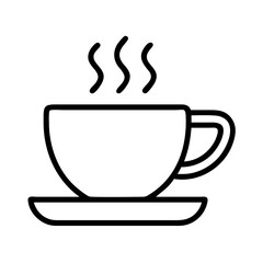 Coffee cup vector icon illustration of hot drink with steam on saucer for cafe menu and beverage design