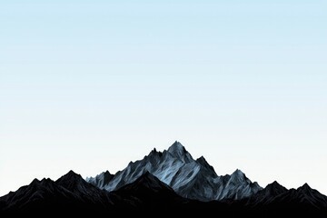 Fototapeta premium Mountain range silhouette with cloudless sky in the background for travel posters