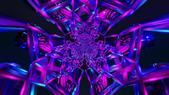 Geometric shifting forms with rhythmic strobe lights in seamless loop