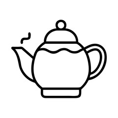 Tea pot vector illustration for tea time design element and kitchenware graphic resource, outline style