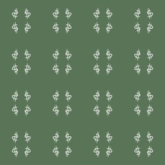 Seamless Dollar Sign Pattern with Hand-Drawn Style on Green Background for Financial and Business Design