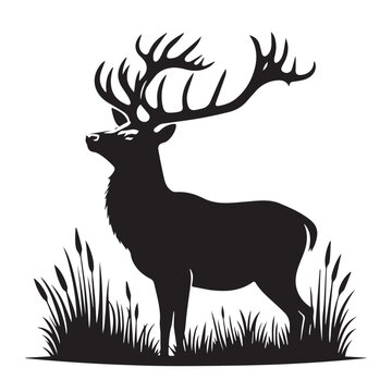 recommend clip art: deer silhouette vector with white background deer silhouette line art vector illustration