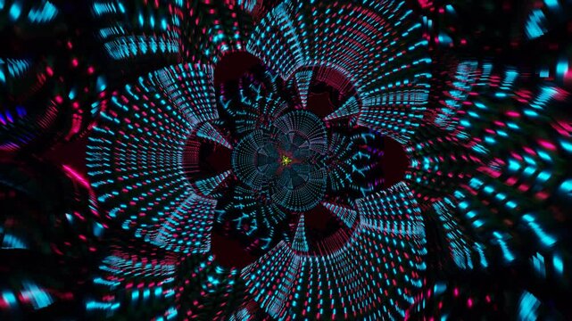 Abstract geometric forms and rhythmic strobe light effects in seamless loop