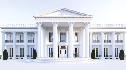 Fototapeta premium grand colonial style mansion with white columns and elegant architecture