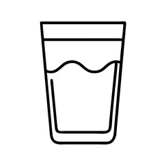 Glass of water vector illustration drink beverage refreshment liquid simple line art design icon graphic 