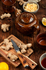 Natural medicinal tea with ginger.