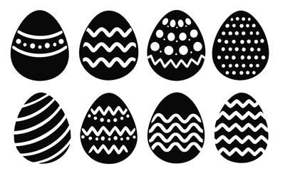 Easter Eggs Silhouette Vector, Eggs Vector illustration set, Cute spring graphic set