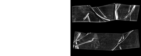 Retro Tape Overlays – Wrinkled Clear Tape PNG for Posters & Art Isolated on a Transparent...