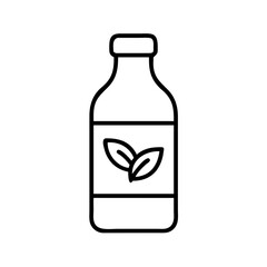 Organic herbal medicine bottle vector icon for natural health and wellness product packaging design element