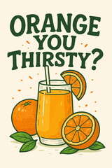 Refreshing Orange Juice Still Life Illustration with Playful Question