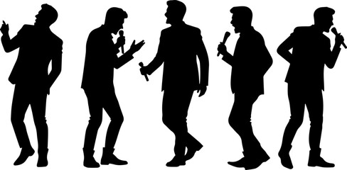 silhouette of a man posing to sing