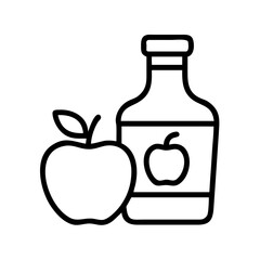 Apple juice bottle with fresh apple vector illustration for healthy drink and organic food concept