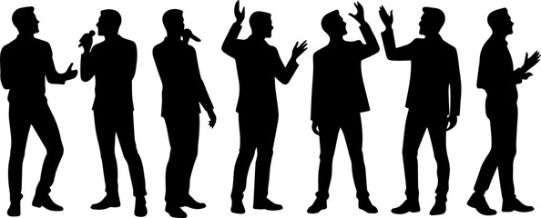 silhouette of a man posing to sing