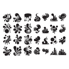 Abstract liquid shapes vector set on a white background
