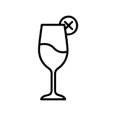 Elegant cocktail glass with lemon slice vector icon for bar menu and summer drink designs exactly one hundred