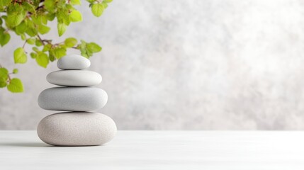 Zen stones balanced on a table