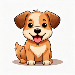 Cute Cartoon Vector Dog on White Background