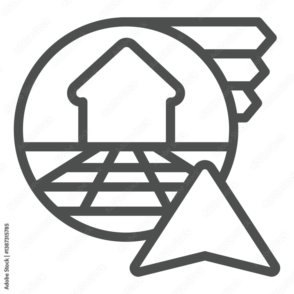 Poster house and bookmarks with navigation cursor line icon, visuals dataset concept. vector graphics. visu