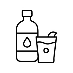 Staying hydrated water bottle and glass of water for health and wellness daily routine icon vector