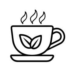 Mint tea cup vector icon illustration hot herbal drink with leaves design for cafe menu and tea shop 