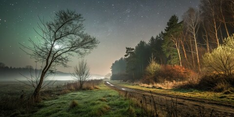 Obraz premium Abstract night photography: dark, moody tones of gray, brown, and green create an artistic wallpaper.