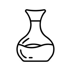 Outline drawing of a glass decanter with liquid for wine or water serving and home decor illustration