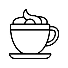 Coffee cup with cream vector icon illustration for cafe menu and drink design element isolated on white