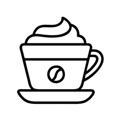 Coffee cup with cream vector icon illustration for cafe menu and beverage design element isolated on white