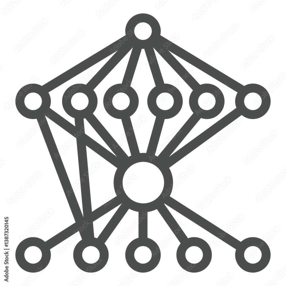 Poster net with grid and connections line icon, neural network concept. vector graphics. data deep learning