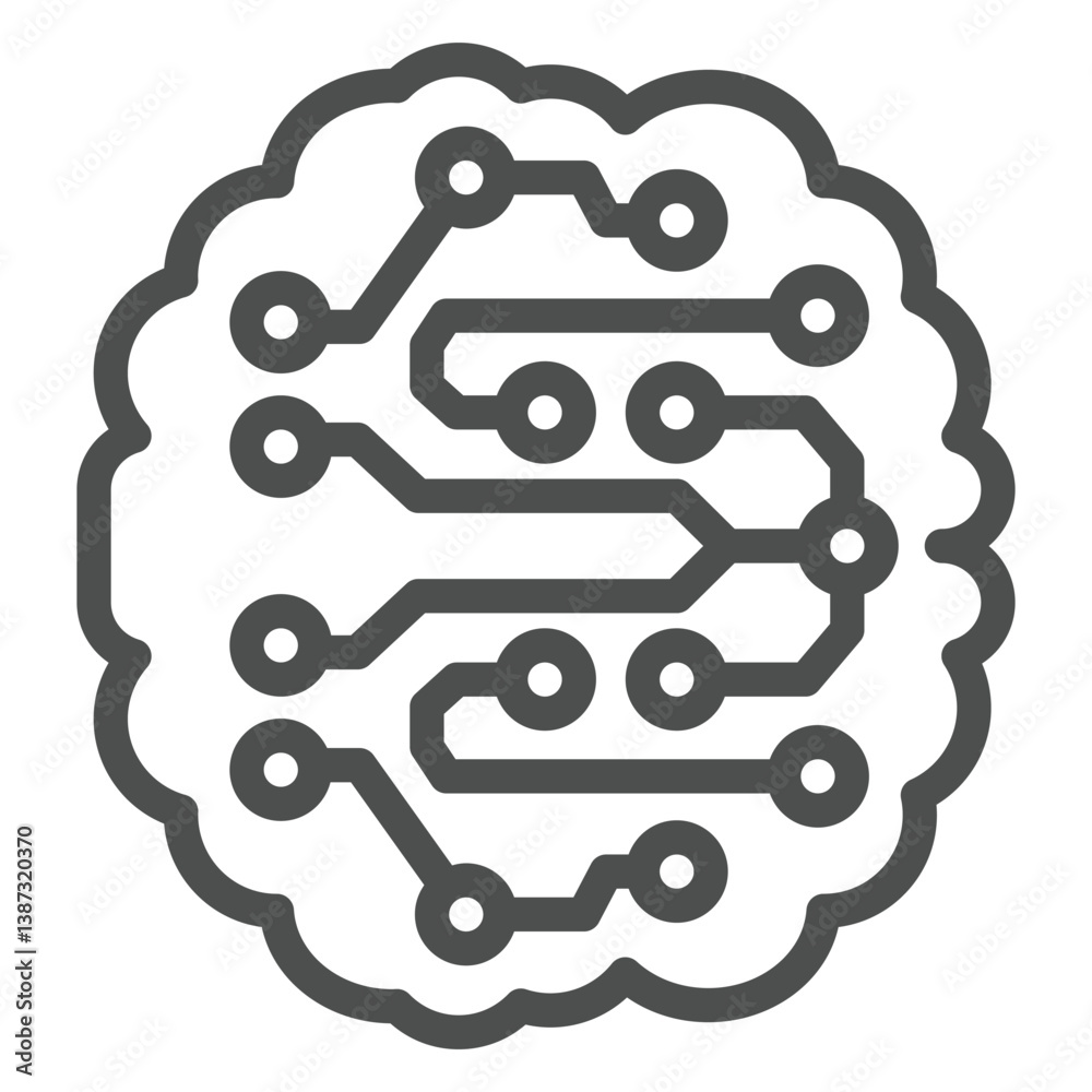 Poster mind and connections circuit line icon, neural network concept. vector graphics. artificial intellig