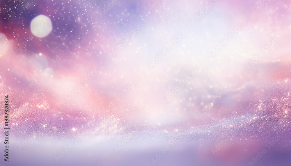 Poster ethereal pastel aurora with glowing moon in starry sky for dreamy digital art background, soft gradi