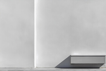 A white wall with an air conditioner, close-up shot of the side view of the split system air conditioner