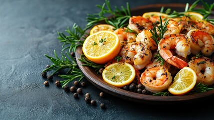 Grilled shrimp with lemon and rosemary
