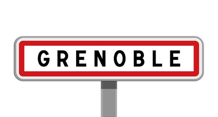 Panneau sur poteau central de Grenoble, Isère, Auvergne-Rhône-Alpes