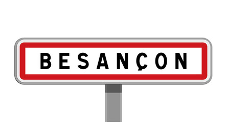 Panneau sur poteau central de Besançon, Doubs, Bourgogne-Franche-Comté