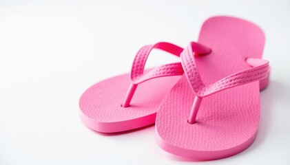 Close-up of a pink flip-flop against a white backdrop, detail, sole