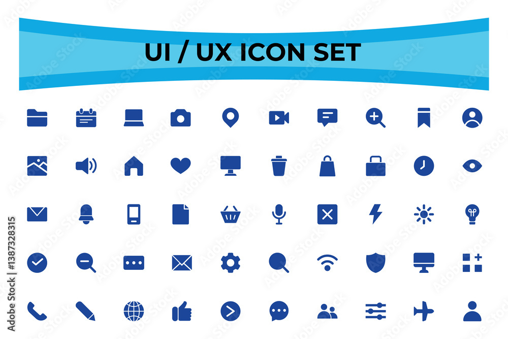 Wall mural web icons set .user interface vector icon set. isolated linear style icon vector design. ui ux solid