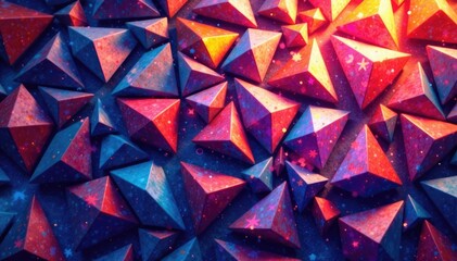 Intricate tessellation of geometric shapes in vibrant hues , print, tile, surface