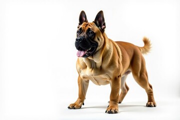 Majestic mastiff, powerful stance, white background, isolated, portrait