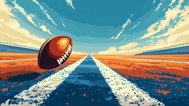 American football illustration a stylized vector image of a football field and ball perfect for sports themed designs and backgrounds
