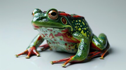 Fototapeta premium 3D model of a multi-colored green frog