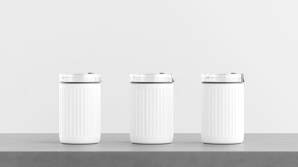 Three modern, white, cylindrical devices.  Small, portable, and sleek design.  Perfect for oral hygiene