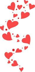 Flying hearts stream. Love likes emotions for social media. Positive reaction and feedback.