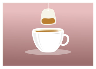 A cup of tea and tea bag 