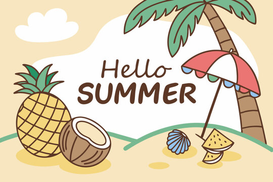 hello summer  concept vector illustration design
