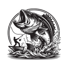 Fishing Adventure – Dynamic Angler and Giant Catch in Action